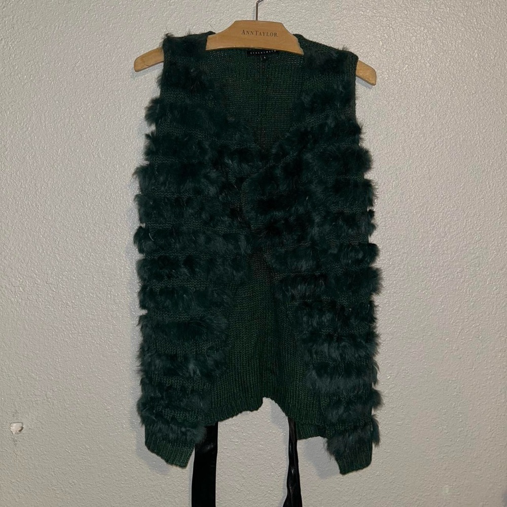 Tintoretto Green Fur Vest Leather Belt Women’s Size Small